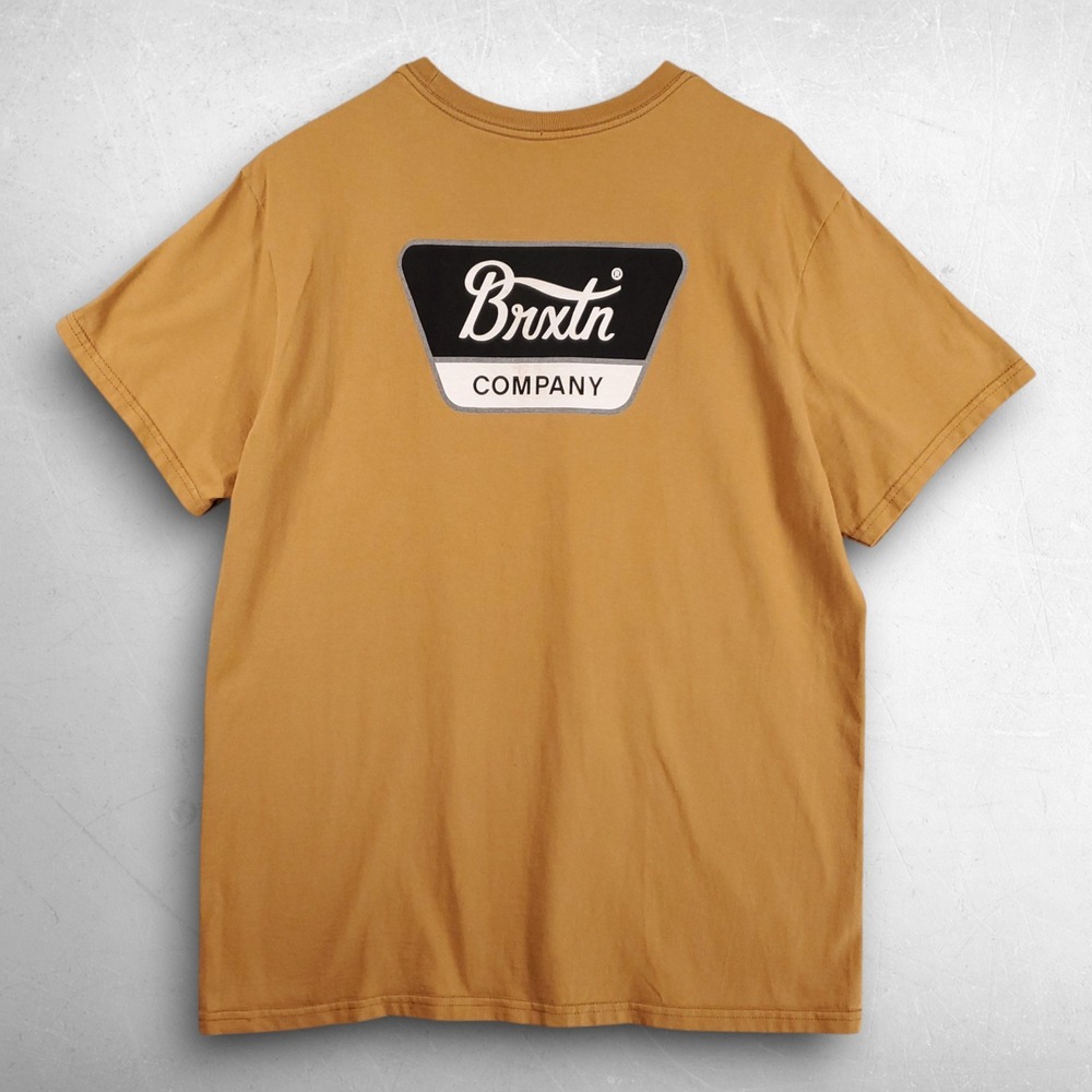 Brixton Crest T Shirt Men L Mustard Yellow Skate Surf Streetwear Casual Indie - Picture 2 of 8